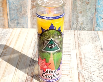 Mexican Scented Glass Prayer Candle - Abre Camino