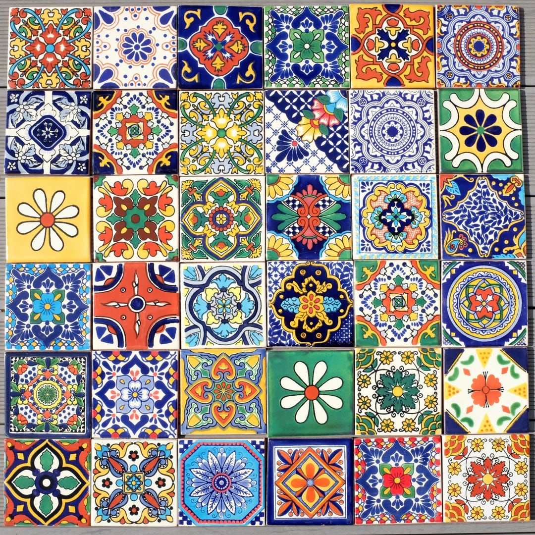 Mexican Tile Set of 36 Individual Tiles Large MEXICANO MIX - Etsy UK