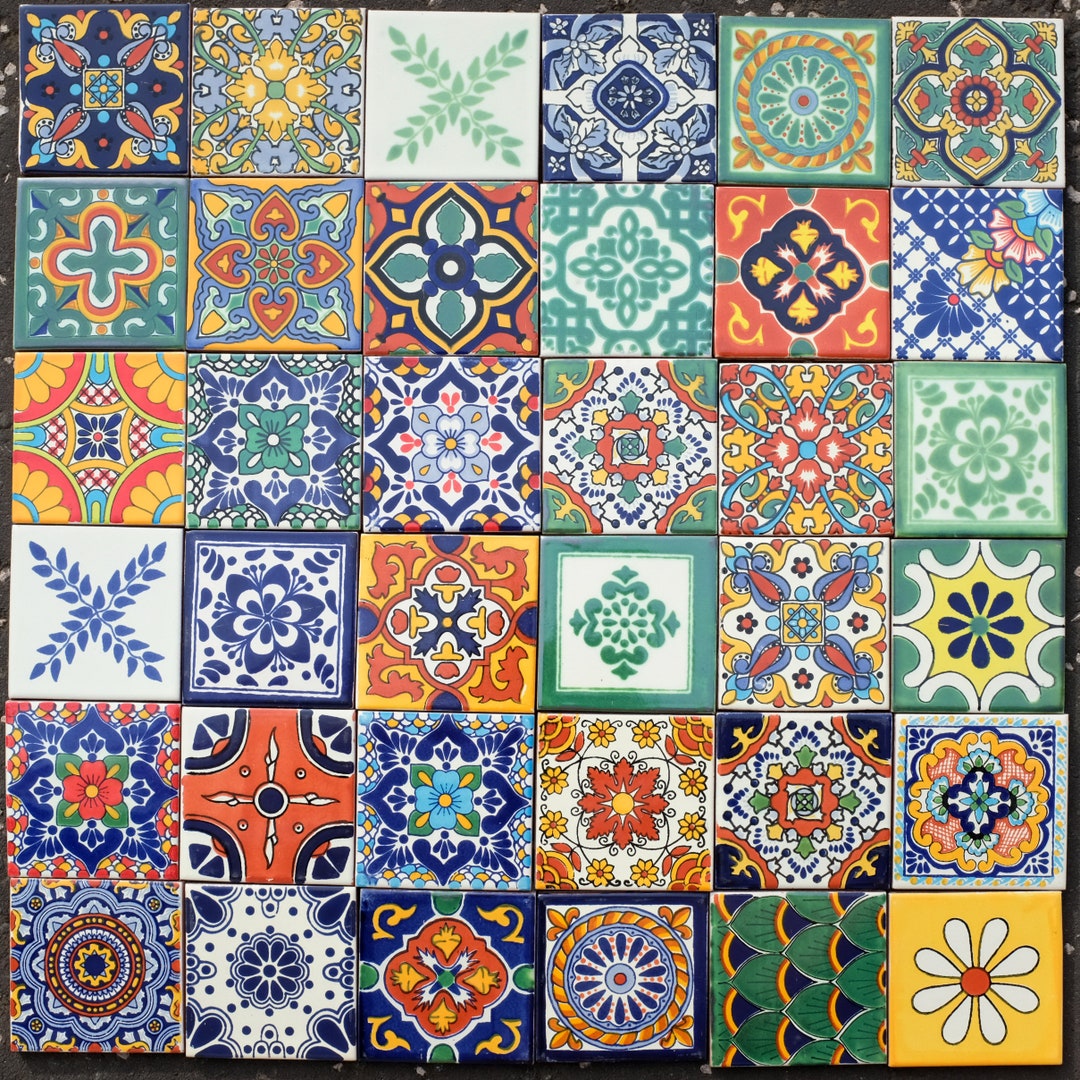 Mexican Tile Set of 36 Individual Tiles 10.5cm X 10.5cm - Etsy UK