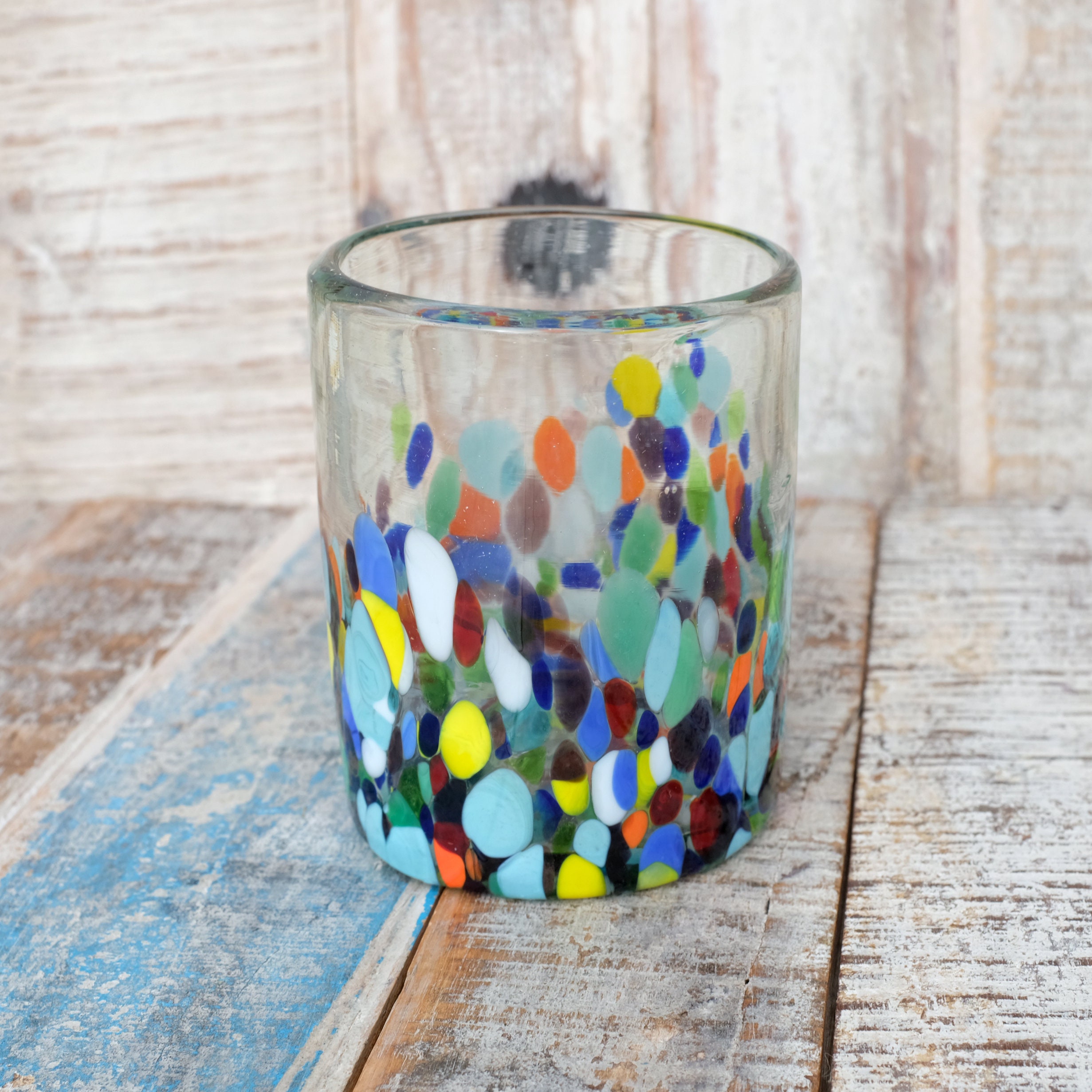 Mexican Recycled Glasses X 6 BLUE CONFETTI Tumblers - Etsy