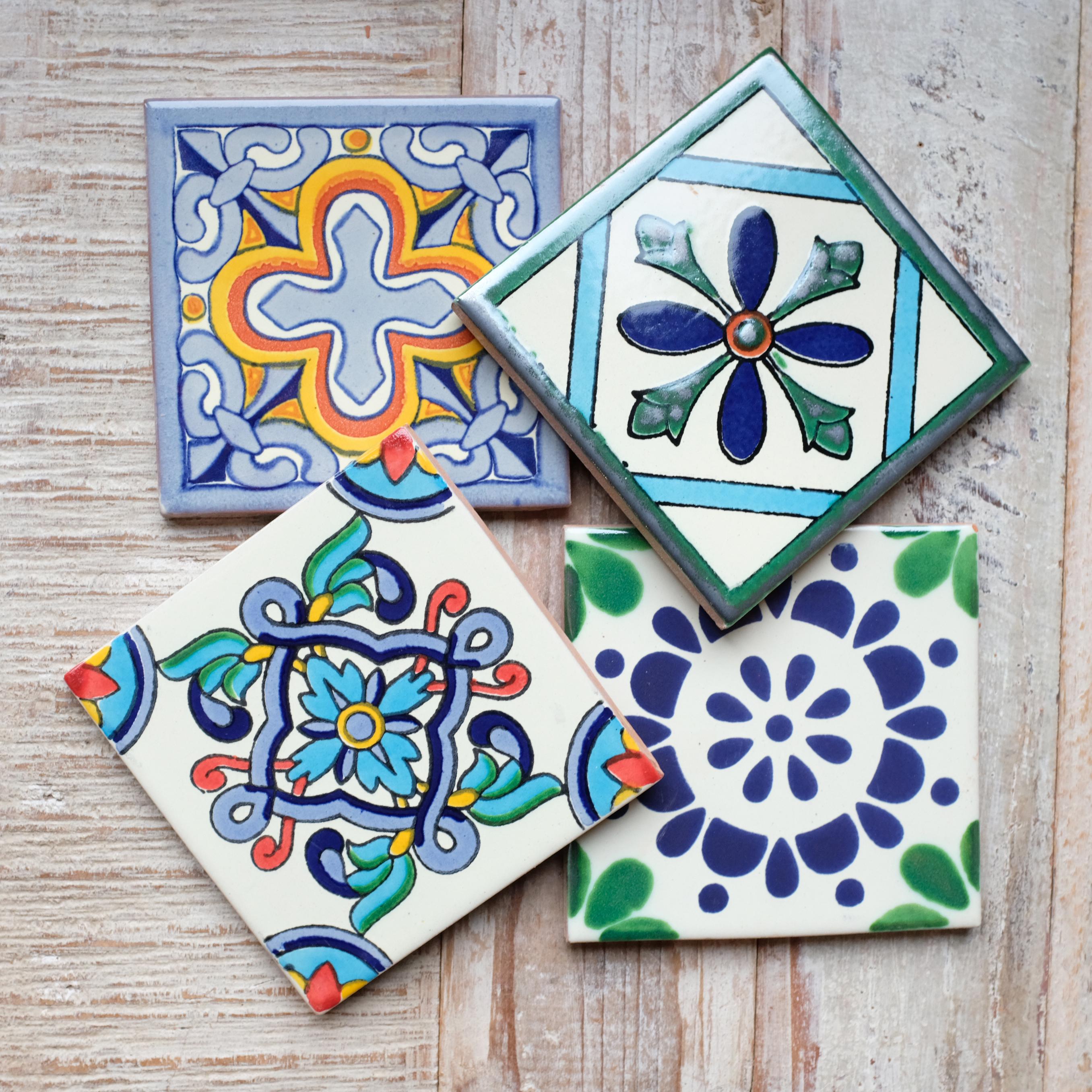 Mexican Tile Coaster Set Casa Verde - Etsy