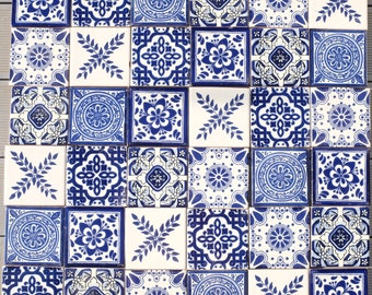 Mexican Tile Set of 36 Individual Tiles Large NUBLADO MIX