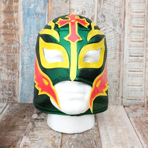 Mexican Lucha Libre Wrestling Mask - REY MYSTERIO Green/Red/Yellow