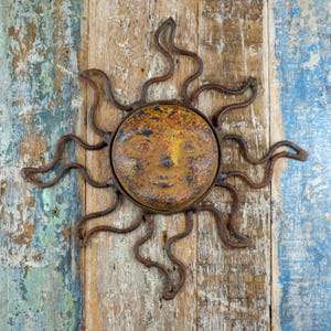 Mexican Clay Sun with Metal Rays