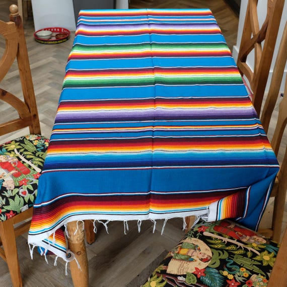 Mexican Serape Blanket - Blue - Etsy