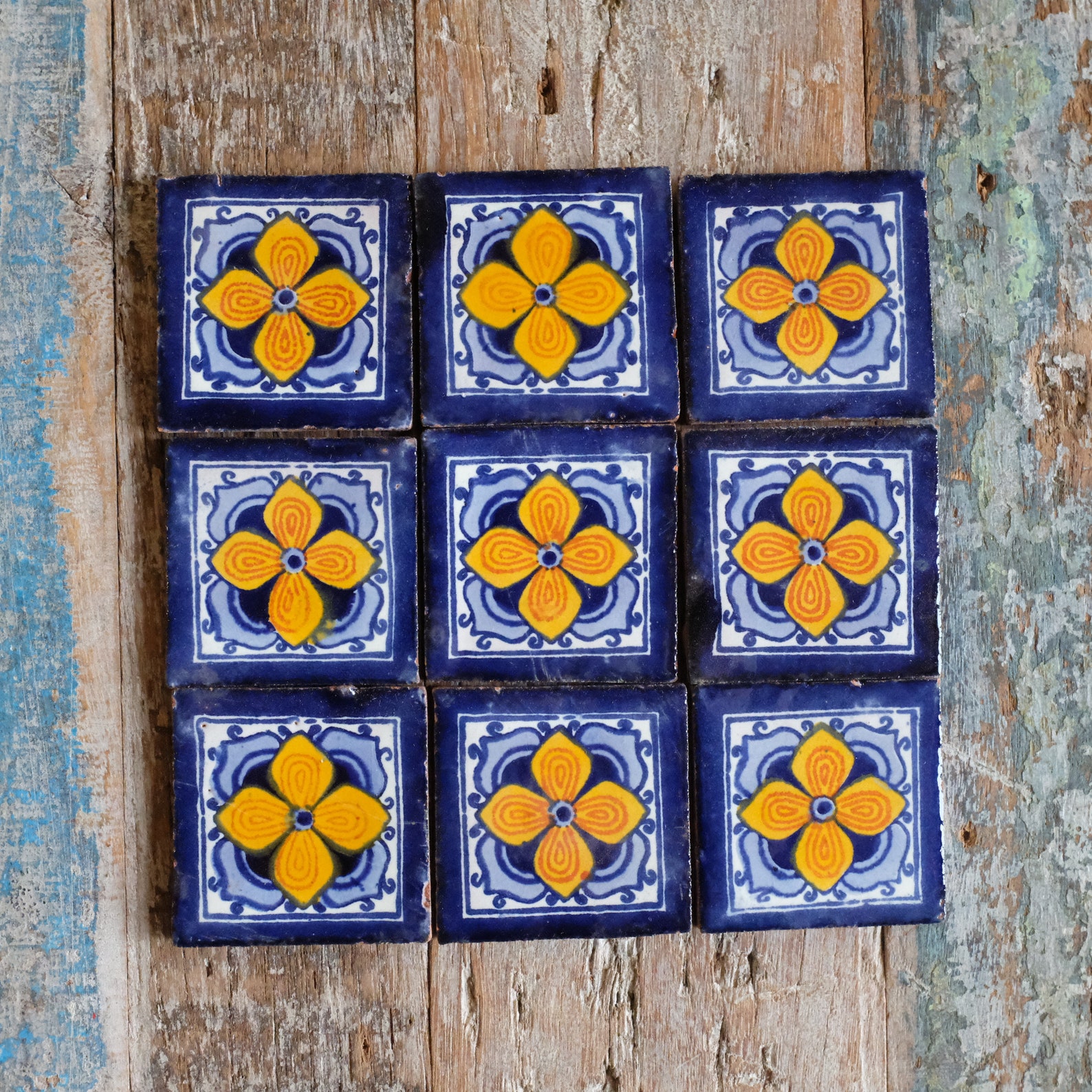 Mexican Tile Set of 9 SMALL Tiles