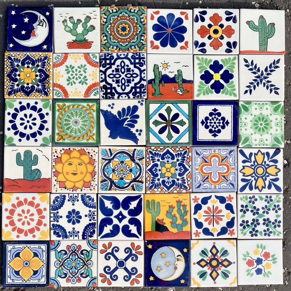 Mexican Tile Set of 36 Individual Tiles Large PATCHWORK