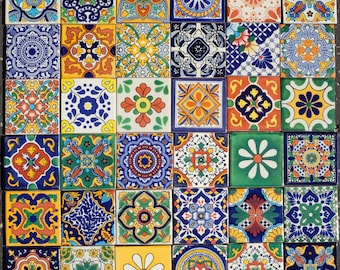 Mexican Tile Set of 36 Individual Tiles Large MEXICO DOS MIX