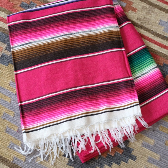 Mexican Serape Blanket Pink Etsy