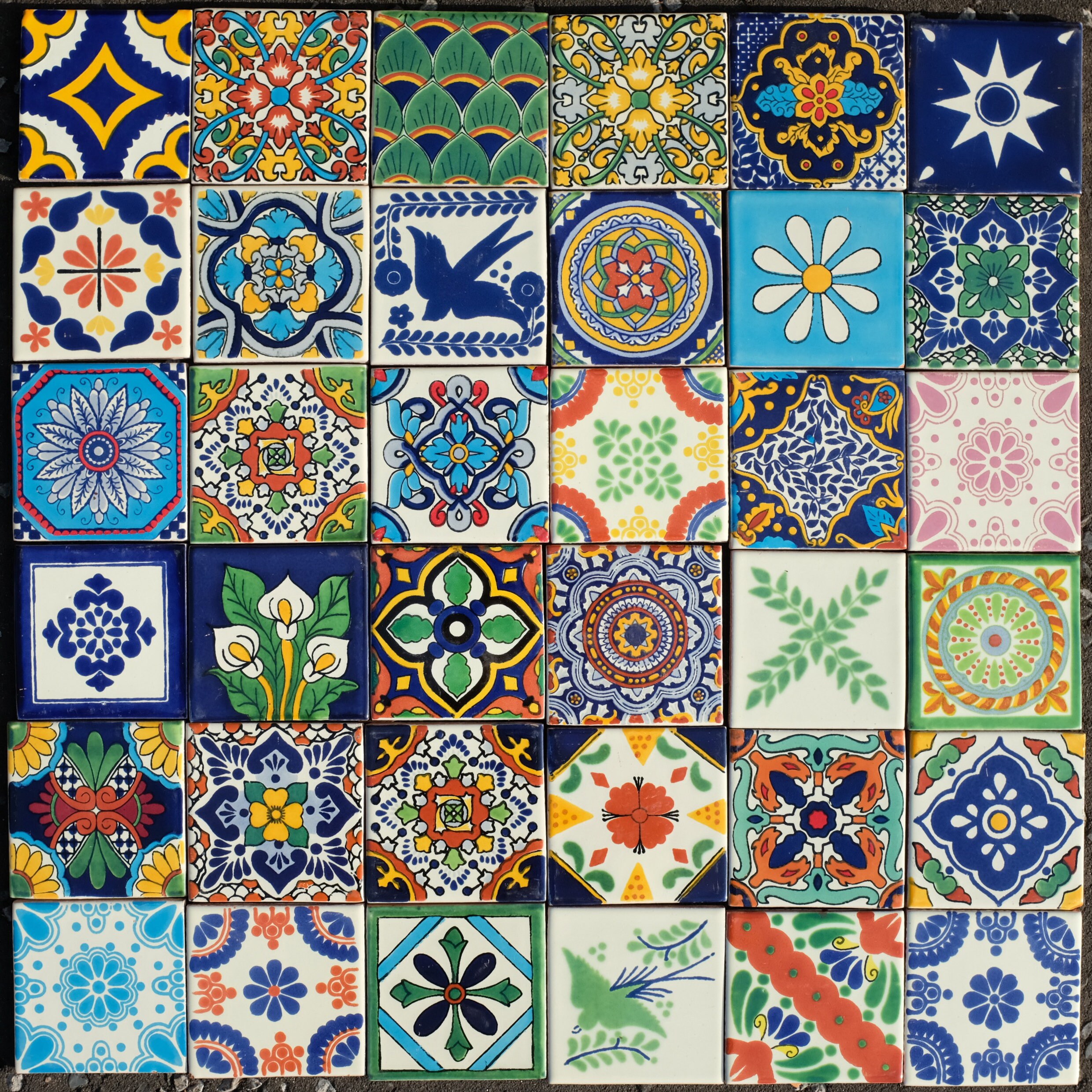 Mexican Tile Set of 36 Different Tiles 10.5cm x 10.5cm Etsy