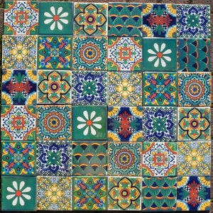 Mexican Tile Set of 36 Individual Tiles Large PARADISO MIX