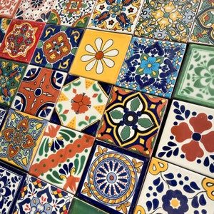 Mexican Tile Set of 36 Individual Tiles Large MILAGROS MIX image 6