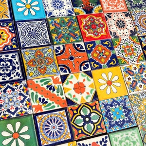 Mexican Tile Set of 36 Individual Tiles Large MILAGROS MIX image 3