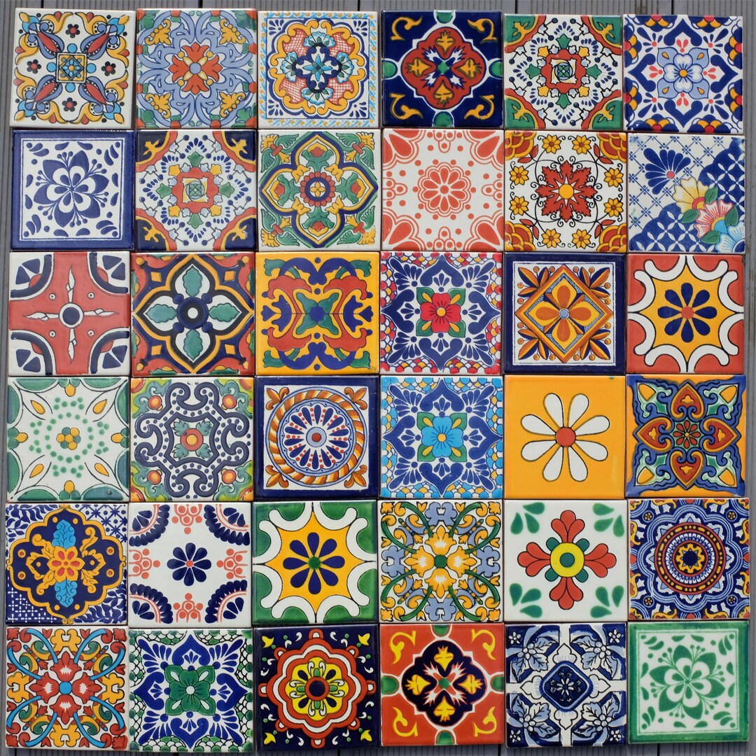 Mexican Tile Set of 36 Individual Tiles Large MEXICO - Etsy UK