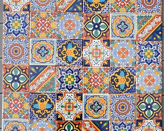 Mexican Tile Set of 36 Individual Tiles Large FIESTA Mix