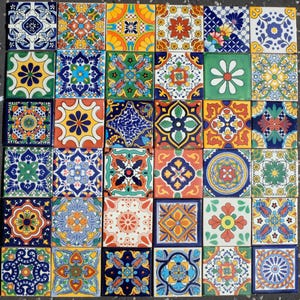 Mexican Tile Set of 36 Individual Tiles Large MEXICAN MIX