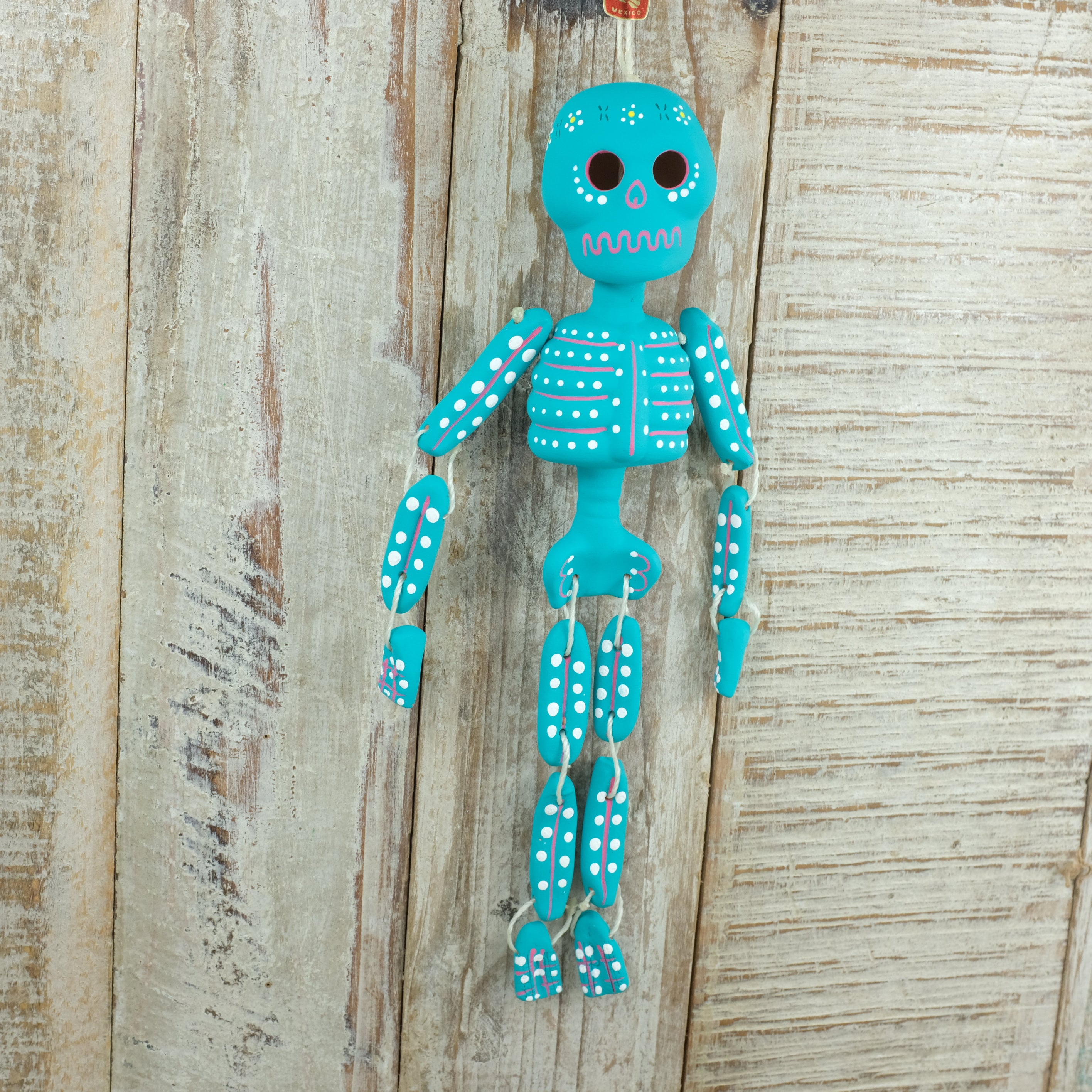 No.5206 Death Plastic 壁掛け ホラー デコ スカル ブルー Hanging Mexican Ceramic Skeleton Decoration Large - TURQUOISE - Etsy
