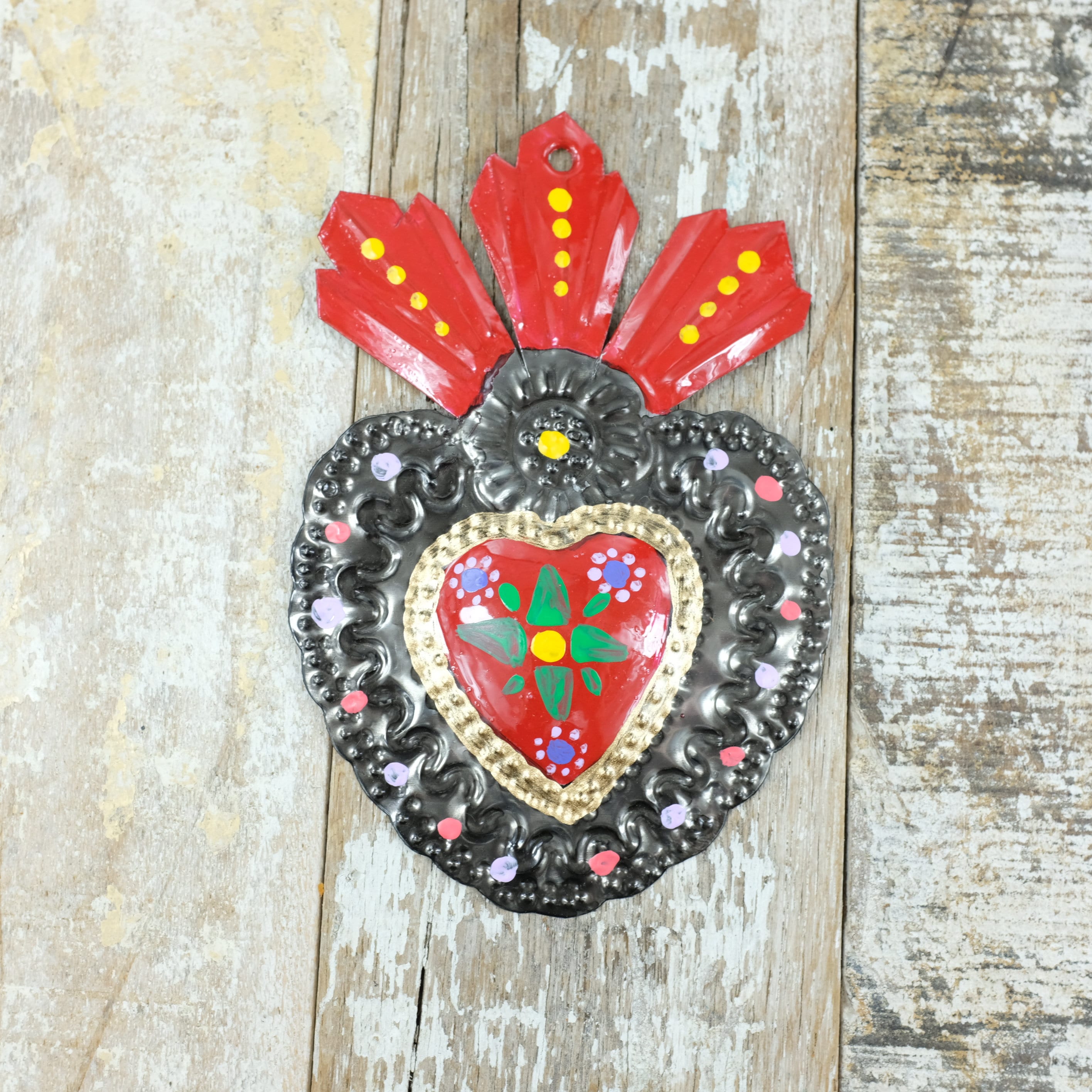 Mexican Tin Heart Painted Rio - Etsy