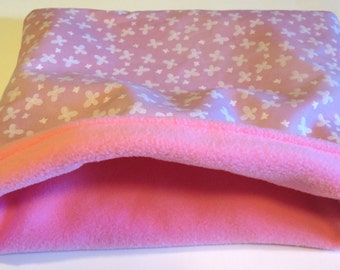 Pink Butterflies fleece cuddle sleep sack bag - 11" guinea pig/hedgehog/rat bonding bag