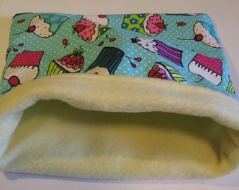 Cute Cupcakes fleece cuddle sleep sack bag - 11" guinea pig/hedgehog/rat bonding bag