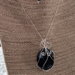 Rainbow  obsidian pendant and earrings