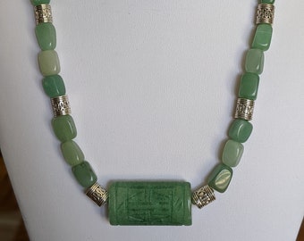 Aventurine and Jade necklace with matching earrings