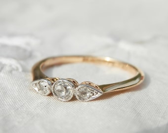 Antique diamond three stone ring, independent valuation,  ring size M, US 6.25 sizeable