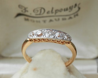 Antique Edwarian five stone diamond ring, independent appraisal, Old European cut diamonds, ring size O.5, US 7.5 sizeable