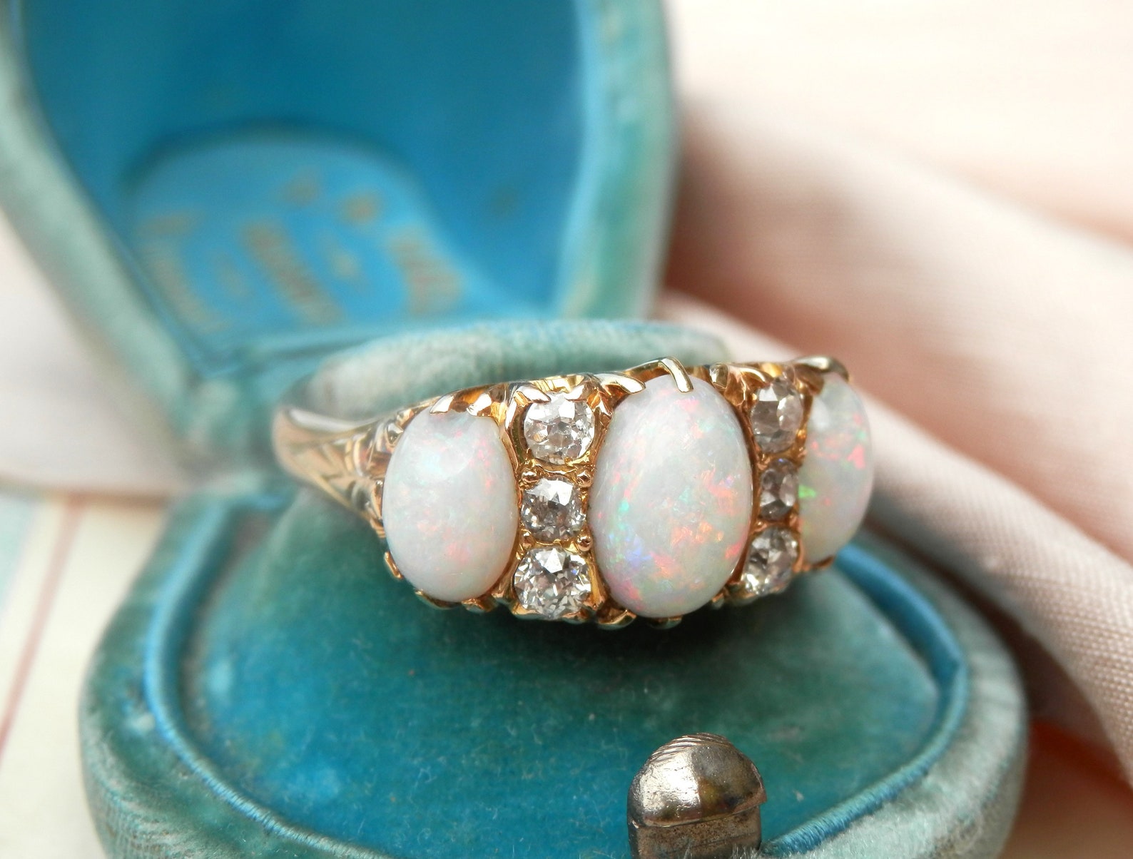 Antique Australian Opal and Diamond Ring, Australian Hallmarks ...