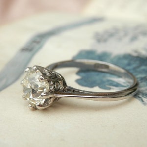 Vintage solitaire diamond ring, 1.72ct natural old european cut diamond, independent assessment report, size L.5, US 6 sizeable