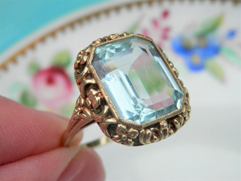 Vintage aquamarine ring independent appraisal ring size M Etsy