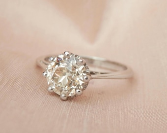 Vintage solitaire diamond ring, independent valuation, 1.72ct old European cut diamond, size L.5, US 6 sizeable