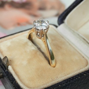 80s Diamond Solitaire Ring Vegan Diamond Ring size 6 Vintage Gold Ring Sz 6 Right Hand Ring Diamond cz Solitaire Ring