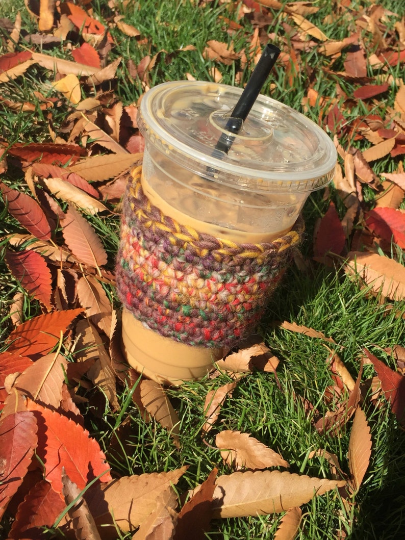 Ice Cup Cozie, Cold Cup Cozie, Crocheted Cozie, Fall Cozie, Ice Coffee, Ice Coffee Cup Sleeve, Coffee Sleeve image 1