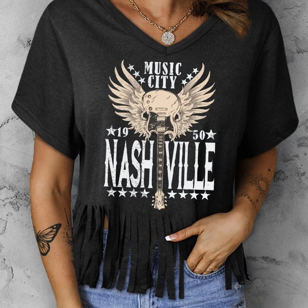 Nashville Cropped Fringe Hem Tee