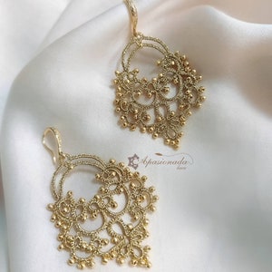 Golden earrings in Tatting technique zdjęcie 6