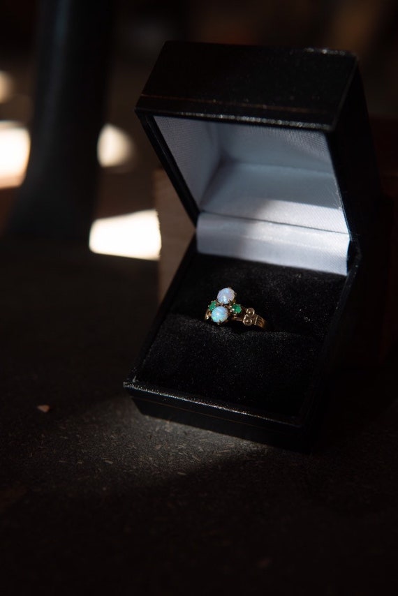 Victorian era opal and emerald delicate engagemen… - image 7