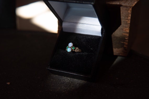 Victorian era opal and emerald delicate engagemen… - image 8