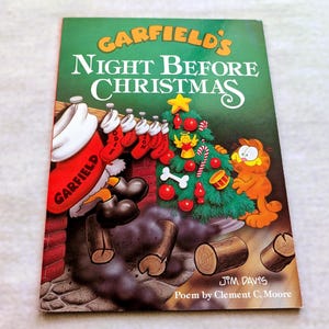 Vintage GARFIELD&#39;S Twas the Night Before CHRISTMAS Book 1988 | Jim Davis Paperback | Poem by Clement C. Moore