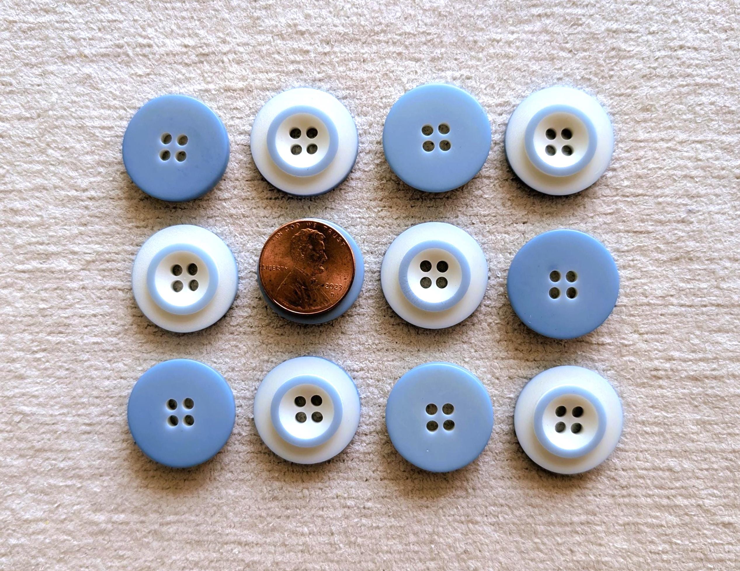 Vintage Pastel Baby Blue WHITE Rimmed SEWING BUTTONS 21mm | Retro Light ...