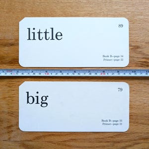 2 Vintage Flashcards LITTLE BIG | Back to SCHOOL Educational Ephemera | Letter Read Spell Learn Word Flash Card