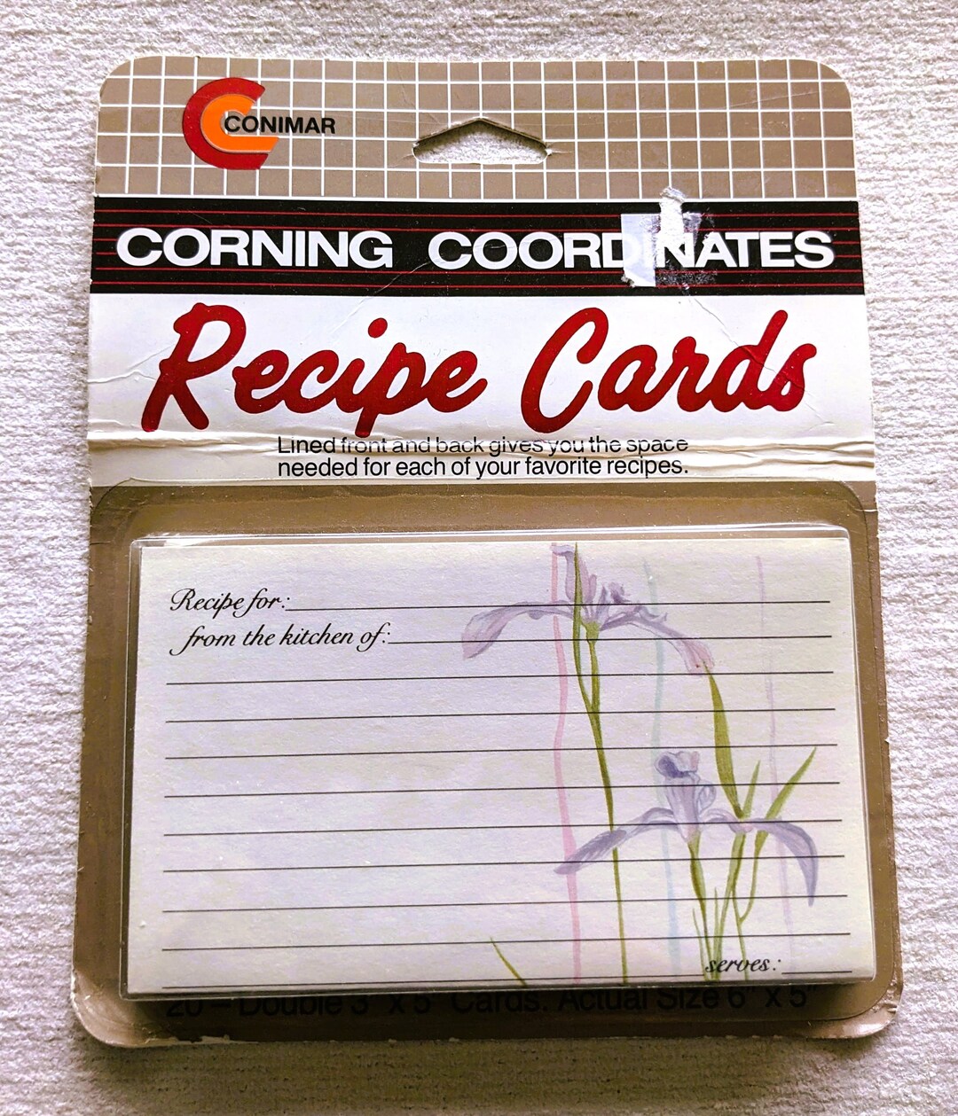 Vintage Lined RECIPE CARDS Iris Flower Design Sealed Package Unused ...