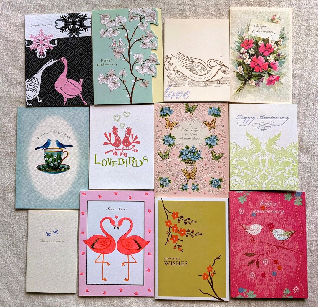 12 Unused ANNIVERSARY Greeting Cards Mixed Lot Vintage Modern Love ...