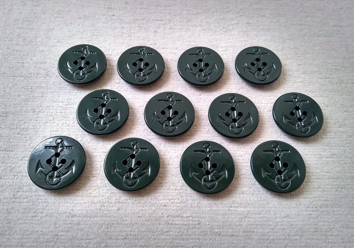 Vintage Anchor Dark Green SEWING BUTTONS 31mm Nautical Navy | Etsy