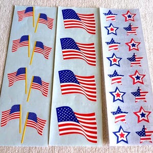 Rare Vintage Mrs. Grossman&#39;s US Flags Stickers 1989 2002 | Red White Blue Gold Patriotic July 4 Independence Day Stars Stripes America USA