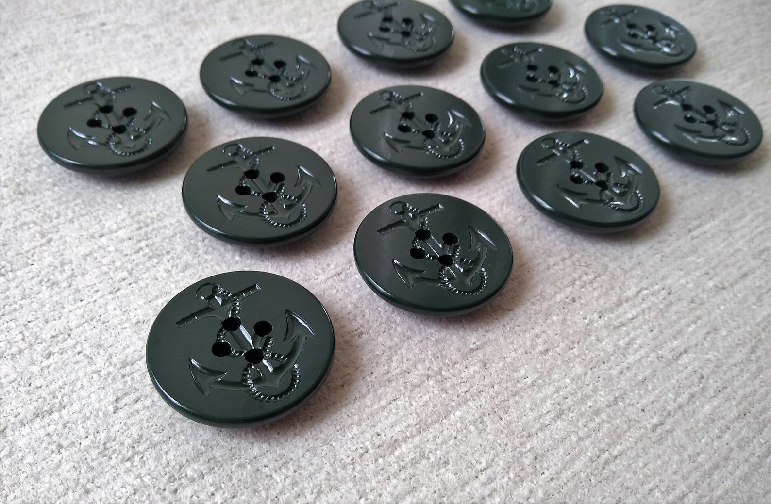Vintage Anchor Dark Green SEWING BUTTONS 31mm Nautical Navy | Etsy