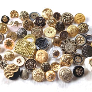 50 GOLD Metal Metallic Plastic SEWING BUTTONS Vintage Modern Golden