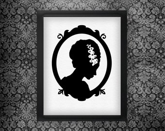ゴシック フランケンシュタインの花嫁のシルエット、ハロウィーン プリンタブル/SVG -- 即時ダウンロード