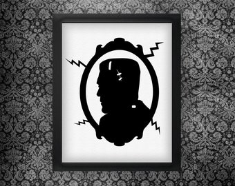 ゴシック フランケンシュタインのシルエット、ハロウィーンの印刷可能/SVG -- 即時ダウンロード