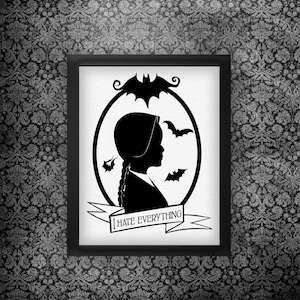 Wednesday Addams Silhouette Printable/SVG, The Addams Family -- Instant Download